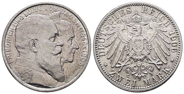 GERMANIA. BADEN. Federico I. 2 marchi 1906. (nozze d'oro 1856-1809). KM 276; Ag; 11,11gr