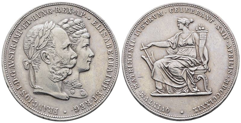 AUSTRIA. Francesco Giuseppe (1848-1916). 2 fiorini 1879 "nozze d'argento". X M5; Ag; 24,69gr.