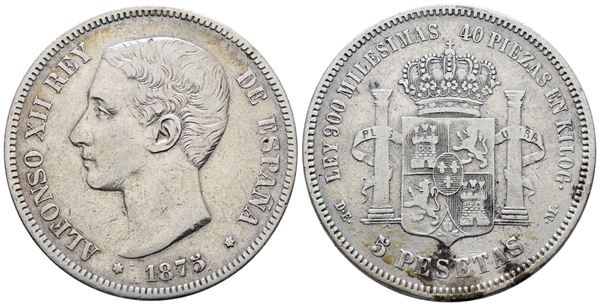 SPAGNA. Alfonso XII (1875-1885). 5 pesetas 1875. KM 671; Ag; 25gr