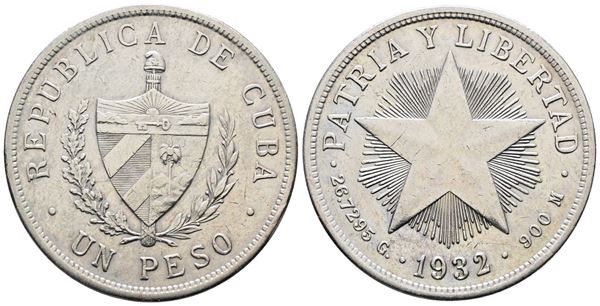 CUBA. 1 peso 1932. KM 15; Ag; 26,72gr