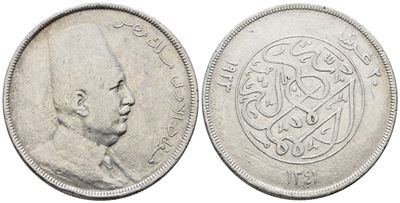 Egitto. Fuad i (1922-1936). 20 Piastre 1923. Km 338; Ag; 28gr Mb