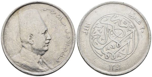 EGITTO. Fuad I (1922-1936). 20 piastre 1923. KM 338; Ag; 28gr