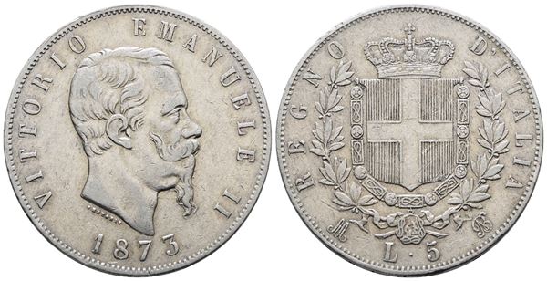 REGNO D'ITALIA. MILANO. Vittorio Emanuele II (1861-1878). 5 lire 1873. Gig. 46; Ag; 25gr