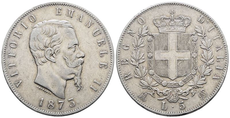 Regno D'italia. Milano. Vittorio Emanuele II (1861-1878). 5 Lire 1873. Gig. 46; Ag; 25gr