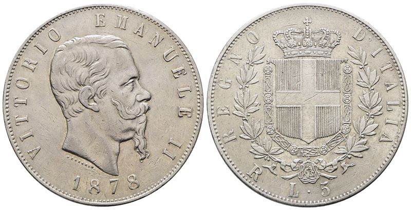 Regno D'italia. Milano. Vittorio Emanuele II (1861-1878). 5 Lire 1878. Gig. 53; Ag; 25gr