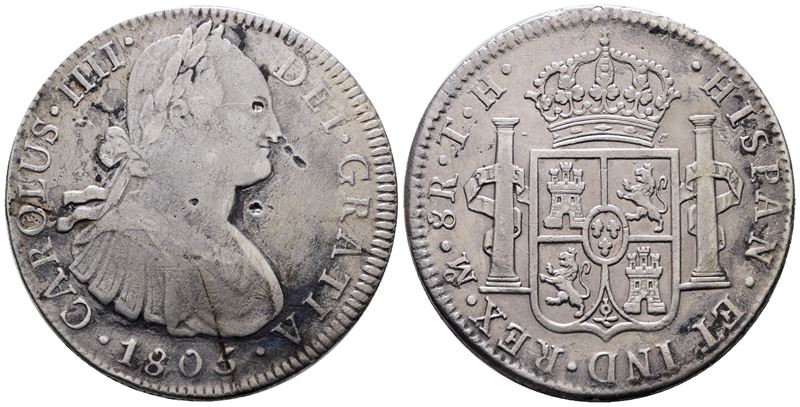 MESSICO. CITTA' DEL MESSICO. Carlo IV (1788-1808). 8 reales 1805. KM 109; Ag; 26,3gr