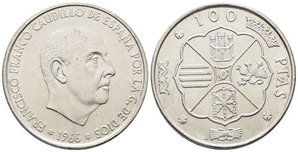 SPAGNA. 100 pesetas 1966 (1970). KM 797; Ag; 19gr