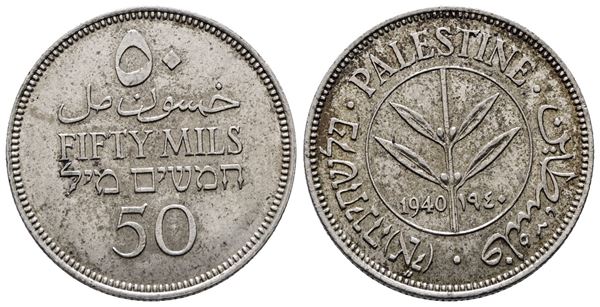 PALESTINA. 50 mils 1940. KM 6; Ag; 5,83gr