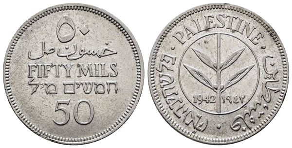 PALESTINA. 50 mils 1942. KM 6; Ag; 5,83gr