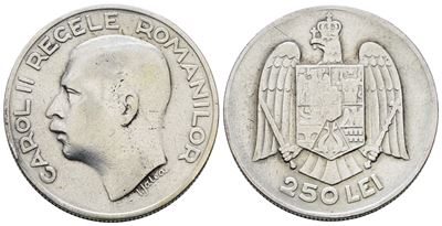 Romania. Carlo II (1930-1940). 250 Lei 1935. Km 53; Ag; 13,5gr