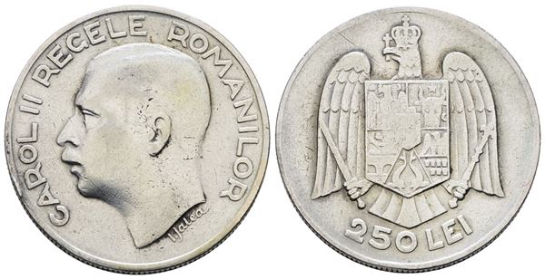 ROMANIA. Carlo II (1930-1940). 250 lei 1935. KM 53; Ag; 13,5gr