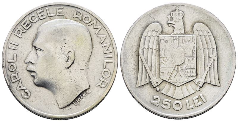 Romania. Carlo II (1930-1940). 250 Lei 1935. Km 53; Ag; 13,5gr