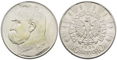 Polonia. 10 Zlotych 1936. Y 29; Ag; 22gr