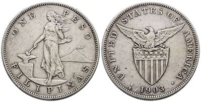 Filippine. 1 Peso 1903. Km 168; Ag; 26,95gr