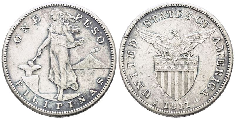 Filippine. 1 Peso 1911. Km 172; Ag; 20gr