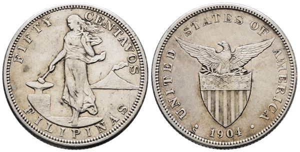 FILIPPINE. 50 centesimi 1904. KM 167; Ag; 13,48gr