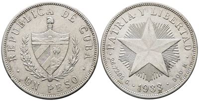 Cuba. 1 Peso 1933. Km 15; Ag; 26,72gr