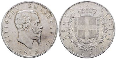 Regno D'italia. Milano. Vittorio Emanuele II (1861-1878). 5 Lire 1875. Gig.49; Ag; 25gr
