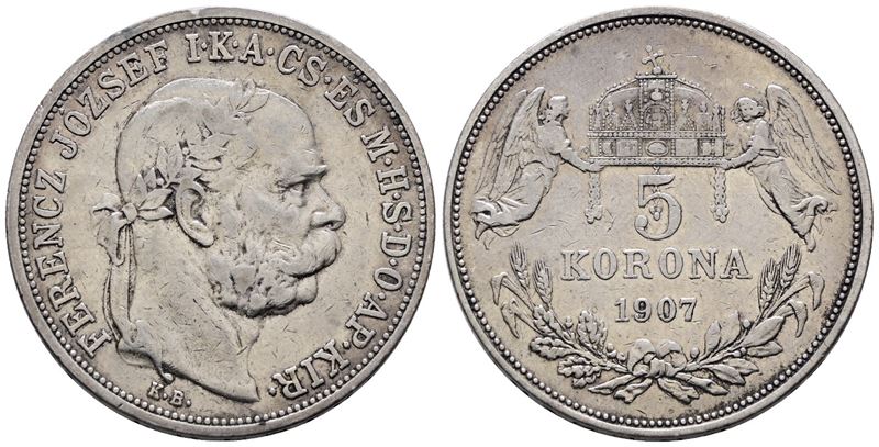 AUSTRIA. Francesco Giuseppe (1848-1916). 5 corone 1907. KM 2807; Ag; 24gr.