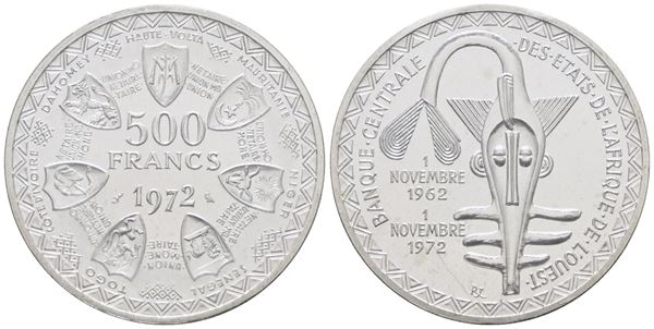 AFRICA OCCIDENTALE CFA. 500 franchi 1972, KM E7; Ag; 25gr