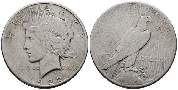 USA. SAN FRANCISCO. Dollaro 1922 "peace". KM 150; Ag; 26,73gr