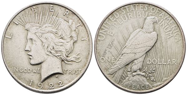 USA. PHILADELPHIA. Dollaro 1922 "peace". KM 150; Ag; 26,73gr