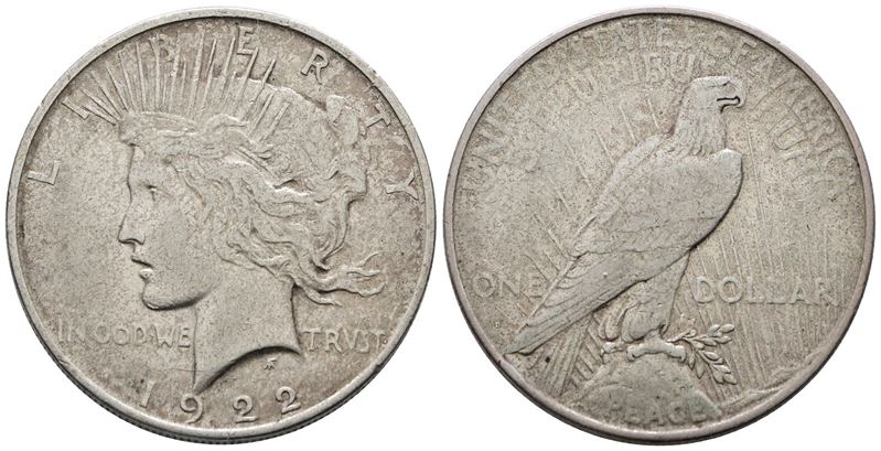 Usa. Denver. Dollaro 1922 "peace". Km 150; Ag; 26,73gr