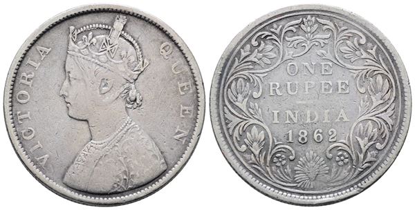 INDIA. Vittoria (1837-1901). Rupia 1862. KM 473; Ag; 11,66gr