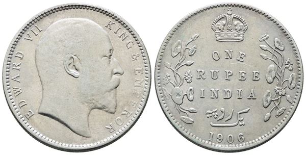 INDIA. Edoardo VII (1901-1910). Rupia 1806. KM 508; Ag; 11,66gr