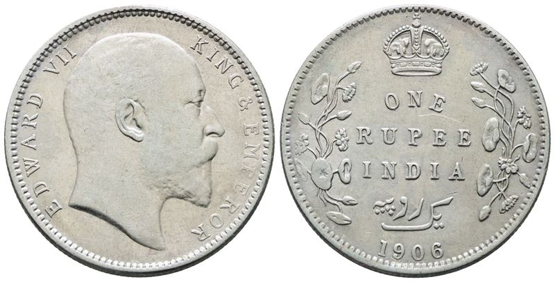 India. Edoardo VII (1901-1910). Rupia 1906. Km 508; Ag; 11,66gr