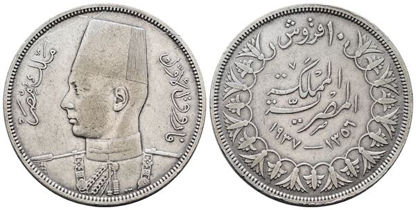 EGITTO. Faruk (1936-1952). 10 piastre 1937. KM 367; Ag; 14gr