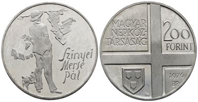Ungheria. 200 Fiorini 1976 "pal Szinyei Mers". Km 608; Ag; 28gr