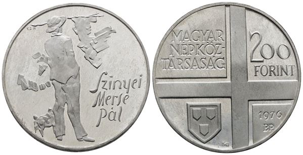 UNGHERIA. 200 fiorini 1976 "Pal Szinyei Mers". KM 608; Ag; 28gr