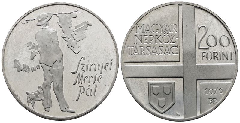 Ungheria. 200 Fiorini 1976 "pal Szinyei Mers". Km 608; Ag; 28gr