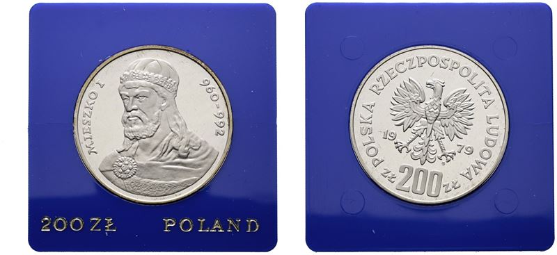 Polonia. 200 Zlotych 1979 "duca Miecislao I". Y 101; Ag; 17,6gr. in Capsula Blu.