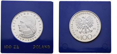 Polonia. 100 Zlotych 1976 "kazimierz Pulaski". Y 84; Ag; 16,5gr. in Capsula Blu.