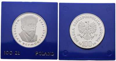 Polonia. 100 Zlotych 1976 "110 Anni Nascita Wladislaw Reymont". Y 89; Ag; 16,5gr. in Capsula Blu.