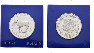 Polonia, 100 Zlotych 1978 'Cervo', Proof, Ag, 16,5 gr
