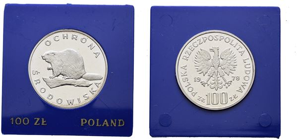 POLONIA. 100 zlotych 1978 "Castoro". Y 96; Ag; 16,5gr. In capsula blu.