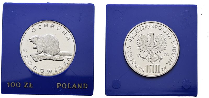 Polonia, 100 Zlotych 1978 'Castoro', argento, 16,5 gr, PROOF