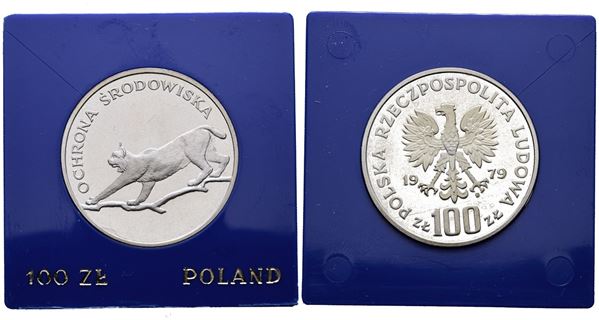 POLONIA. 100 zlotych 1979 "Lince". Y 104; Ag; 16,5gr. In capsula blu.