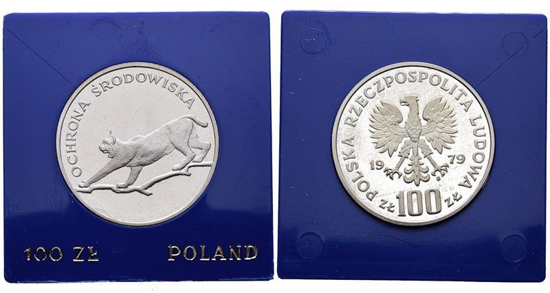 Polonia, 100 zlotych 1979 "Lince", Ag, 16,5 gr, PROOF