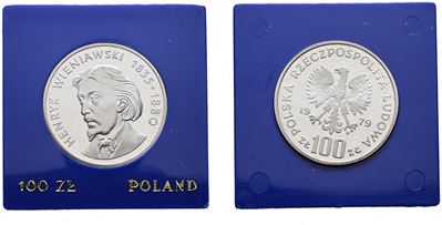 Polonia. 100 Zlotych 1979 "kenryk Wieniawski". Y 98; Ag; 16,5gr. in Capsula Blu.