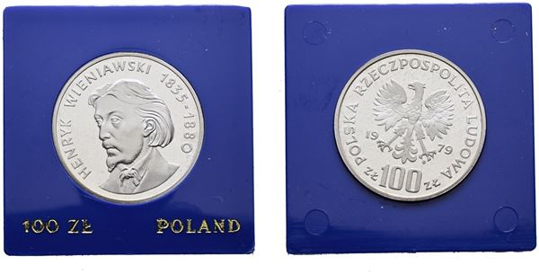 POLONIA. 100 zlotych 1979 "Kenryk Wieniawski". Y 98; Ag; 16,5gr. In capsula blu.