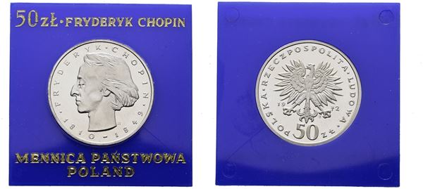 POLONIA. 50 zlotych 1972 "Chopin". Y 66; Ag; 12,75gr. In capsula blu.