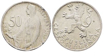 Cecoslovacchia. 50 Corone 1947 '3° Anniversario Insurrezione Slovacca'. Km 24; Ag; 10gr