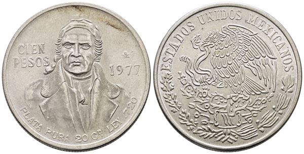 MESSICO. 100 pesos 1977. KM 483; Ag; 27,77gr