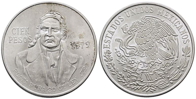 MESSICO. 100 pesos 1979. KM 483; Ag; 27,77gr
