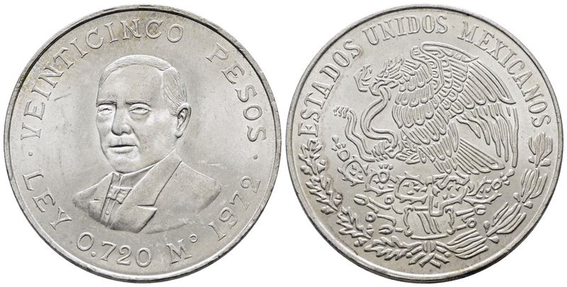 MESSICO. 25 pesos 1972 "Benito Juarez". KM 480; Ag; 22,80gr