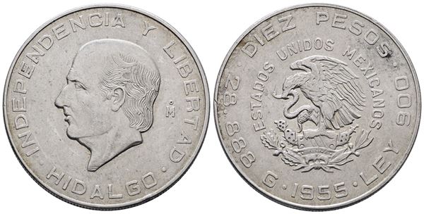MESSICO. 10 pesos 1955. KM 474; Ag; 28,88gr